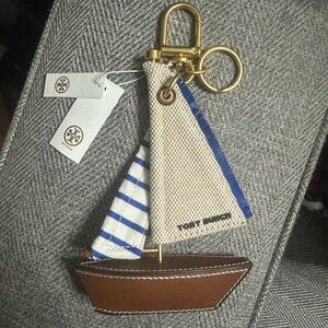 Tory Burch Nautical Keychain with Gold and Brown Accents